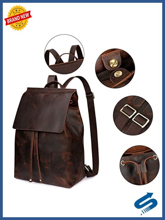 Genuine Leather Backpack Purse with Luggage Sleeve